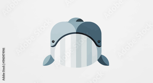 Whale illustration, cute cartoon marine mammal, friendly sea creature