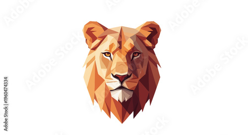Geometric Lion Head Low Poly Art - Majestic Animal Portrait