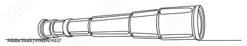 Continuous line drawing of a classic spyglass, representing exploration, discovery, and foresight, ideal for educational materials, business presentations, or travelthemed designs