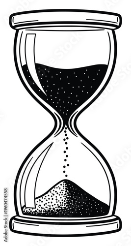 Classic hourglass symbolizing the relentless passage of time, perfect for educational content, presentations, or graphic designs representing deadlines and urgency.