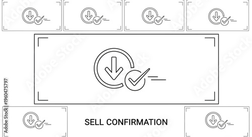 Modern digital icon for confirmed sale transactions and successful online marketplace processing