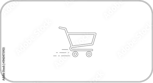 Streamlined online shopping cart icon representing quick e-commerce delivery and rapid purchase