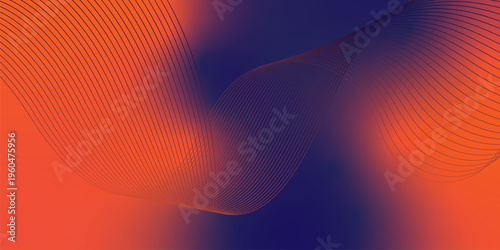 Glowing OrangeRed and navy gradient ribbons rising smoothly from a deep black shadowed base across a subtle grainy textured background with gentle luminous highlights, modern creative header design