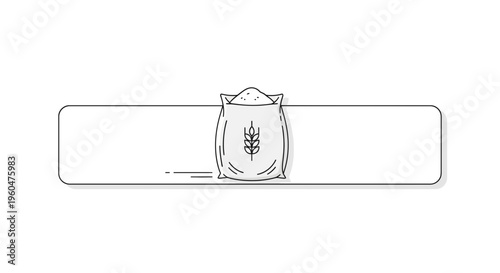 Minimalist line art illustration showcasing a sack of wheat flour for agricultural and baking