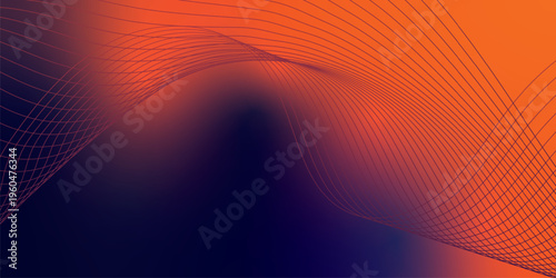 Glowing OrangeRed and navy gradient ribbons rising smoothly from a deep black shadowed base across a subtle grainy textured background with gentle luminous highlights, modern creative header design