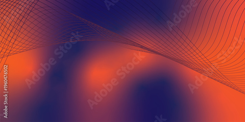 Glowing OrangeRed and navy gradient ribbons rising smoothly from a deep black shadowed base across a subtle grainy textured background with gentle luminous highlights, modern creative header design