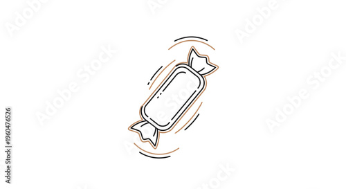Clean vector illustration of a single wrapped sweet treat icon with elegant brown accent lines