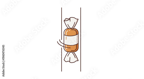 Sweet caramel candy wrapped in paper with a customizable label for branding or festive treats