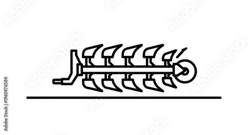 Essential farm equipment icon depicting a soil turning plow for agricultural cultivation