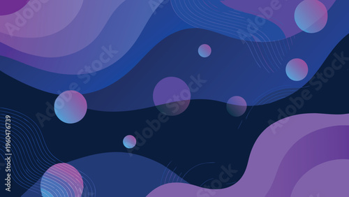 Abstract flowing shapes in shades of purple and blue