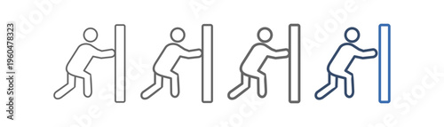 
outline icon set push with design of person pushing load