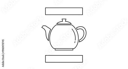 Minimalist outline drawing of a classic ceramic teapot for hot beverage preparation