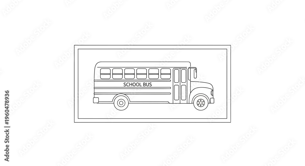 Fototapeta premium Detailed line art illustration of a classic American school bus, ready for students' daily commute