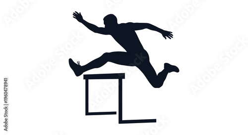 A dynamic image depicts an athlete mid jump over a hurdle showcasing speed and agility a striking silhouette