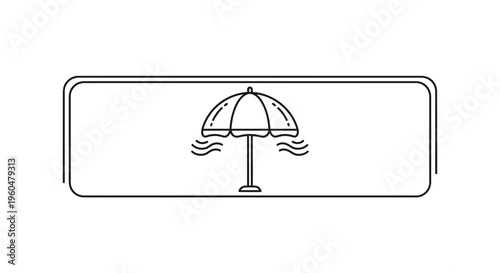 Minimalist line art illustration of a beach umbrella providing shade for summer vacationers