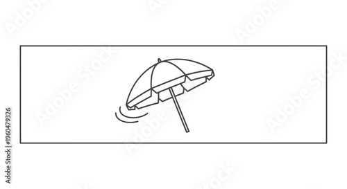 Minimalist line art illustration of a beach umbrella enjoying a serene outdoor setting