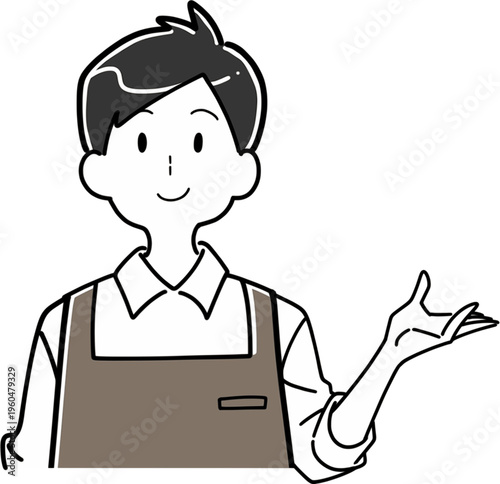 こちらへと案内する笑顔の男性店員