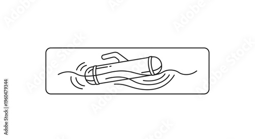 Linear illustration of a compact aquatic propulsion device gracefully navigating water surface