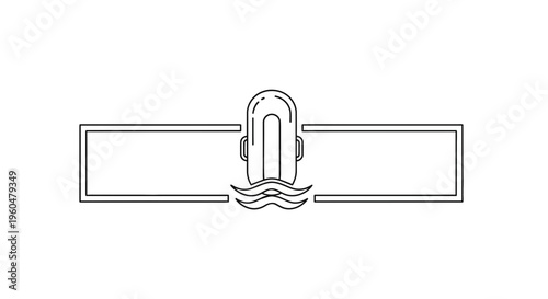 Minimalist Inflatable Raft on Stylized Waves with Dual Text Box Frames Vector Illustration