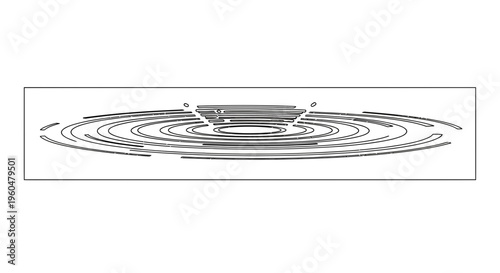 Dynamic monochromatic water surface disturbance creating elegant concentric ripples and a subtle