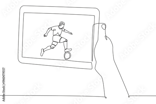 Watch football live stream online concept one-line drawing