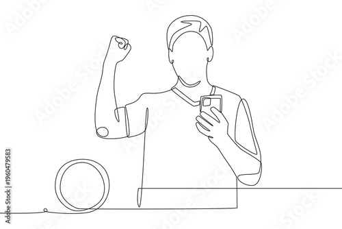 Watch football live stream online concept one-line drawing