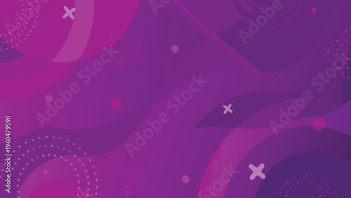 Abstract purple background with flowing shapes and scattered elements