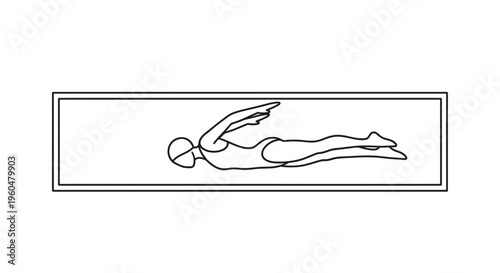 Sleek line art illustration of a swimmer executing a streamlined backstroke technique in water