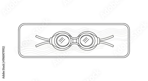 Outline drawing of swimming goggles for aquatic activities and eye protection during water sports