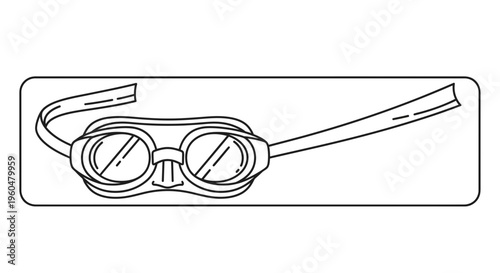 Classic Retro Eye Protection Goggles Outline Drawing for Aviation or Motoring Enthusiasts