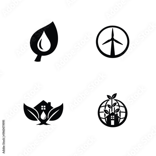 Peace Love and Environmental Symbols Collection for Eco Friendly Designs