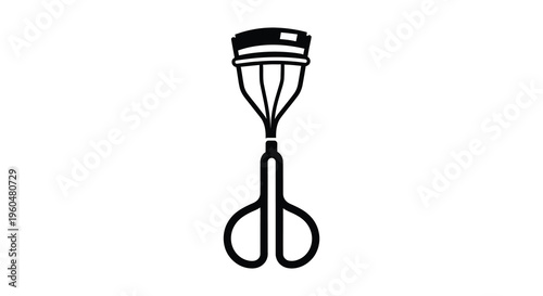 A striking black outline depicts an eyelash curler a beauty tool for enhancing lashes silhouette high quality professional