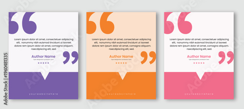 Modern testimonial social media post vector design template, client feedback banner layout