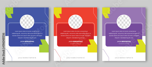 Creative testimonial social media post template. Vector quote banner design with profile circle placeholder