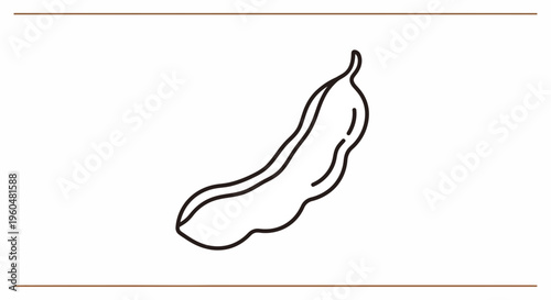 Minimalist line drawing of a single bean pod representing healthy organic produce and wholesome