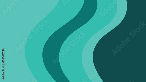 Abstract wavy background with varying shades of teal and green