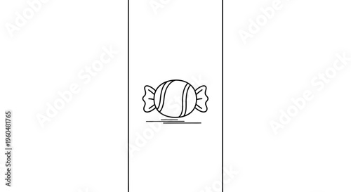 Minimalist Line Art Illustration of a Sweet Wrapped Candy on a Clean White Background for