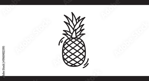 Stylized monochrome pineapple illustration depicting tropical freshness and a playful, vibrant