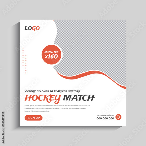 Hockey Match Social Media Post Banner Template