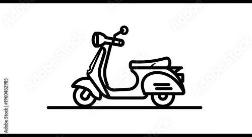 Stylish classic scooter line art illustration ideal for transport and travel themed graphic design