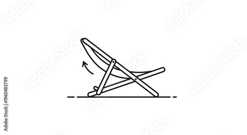 Minimalist adjustable deck chair icon symbolizing relaxation and leisure activity