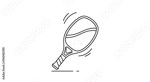 Dynamic minimal line art illustration of a sports racket conveying athletic activity and recreation