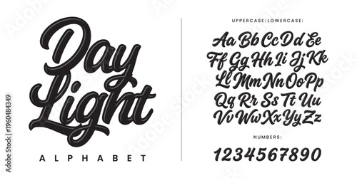 Daylight 3D Glossy Black Script Font with Highlight Effect for Professional Branding and Media Design