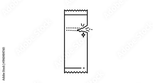 Minimalist graphic icon showcasing an easy-open tear strip on product packaging for convenience
