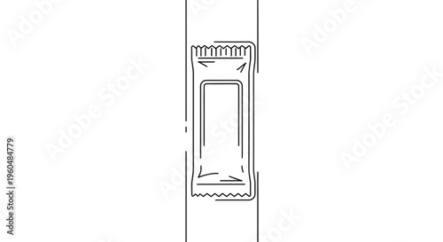 Minimalist line art illustration of a single individually wrapped snack bar or sachet packaging