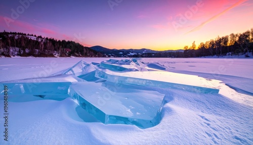 Ephemeral crystalline formations amidst a winter landscape
