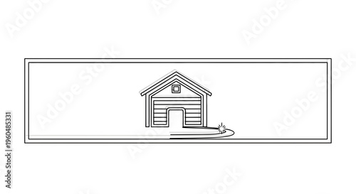 Minimalist vector illustration of a cozy dog house with a sparkling path leading home design element