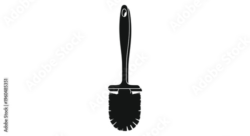 A stark black silhouette depicts a toilet brush showcasing its functional design and simple form silhouette high quality
