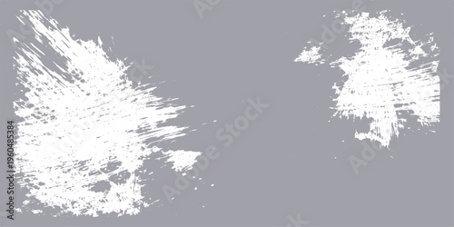 Abstract artistic representation of a complex network or cloud, formed by many textured white brushstrokes or paint splatters on a neutral gray canvas.