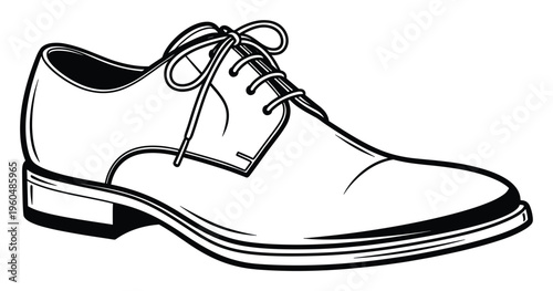 A classic black and white formal mens oxford shoe with laces, perfect for use in apparel lookbooks and professional clothing displays.